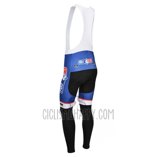 FDJ Cycling Jersey Bib Tight 2013 Long Sleeve Blue